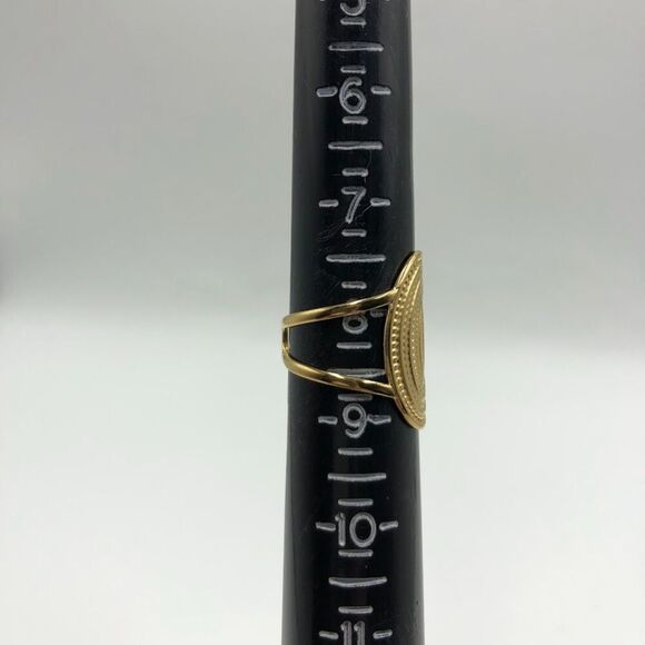 18K Gold Plated Women's Finger Ring Textured Open Back Everyday Modern Fashion - Picture 8 of 9